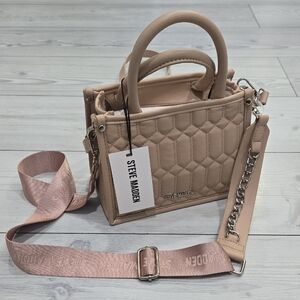 Steve Madden Beige Quilted Satchel